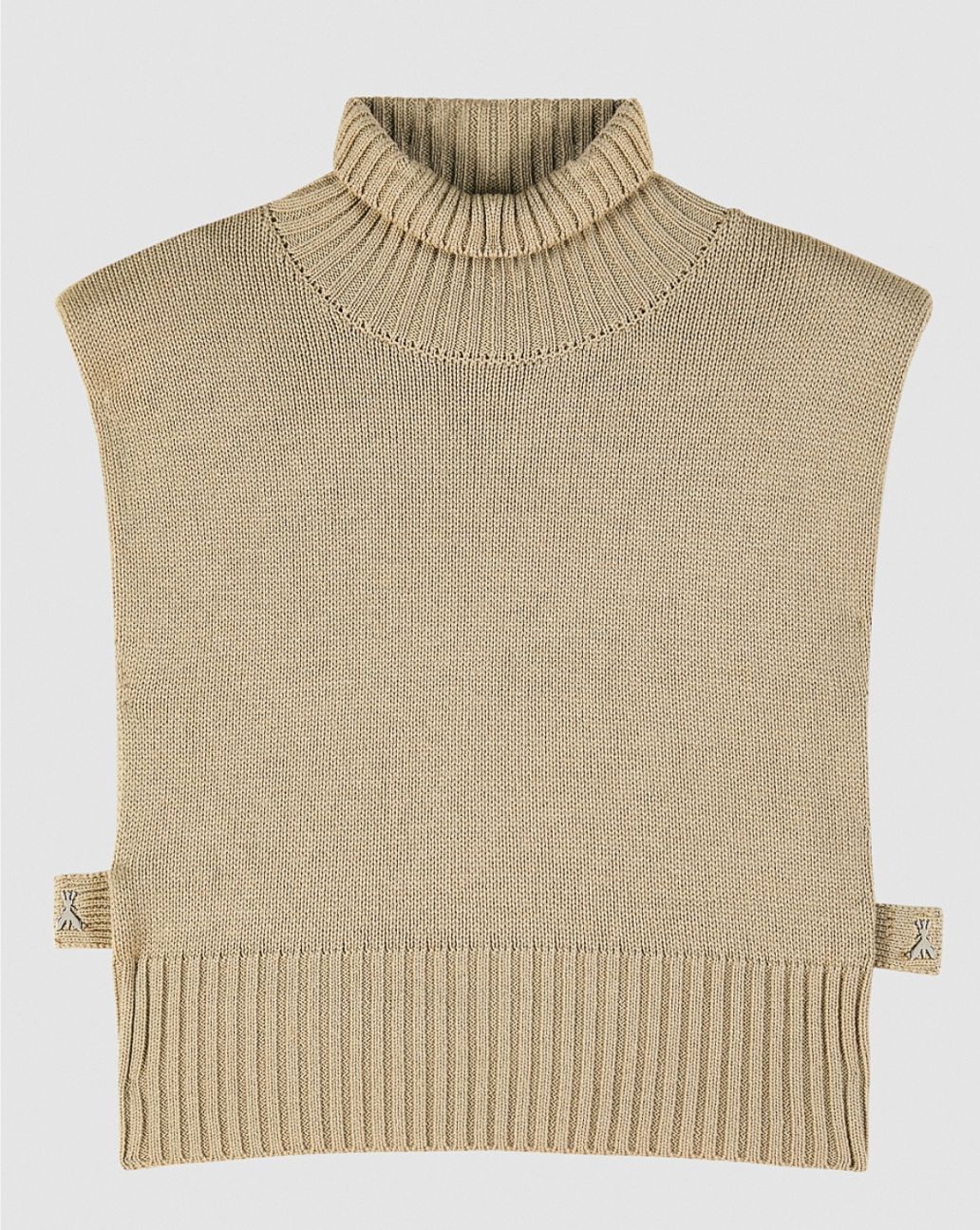 Patrizia Pepe Gebreide Gilet Collo Alto Beige