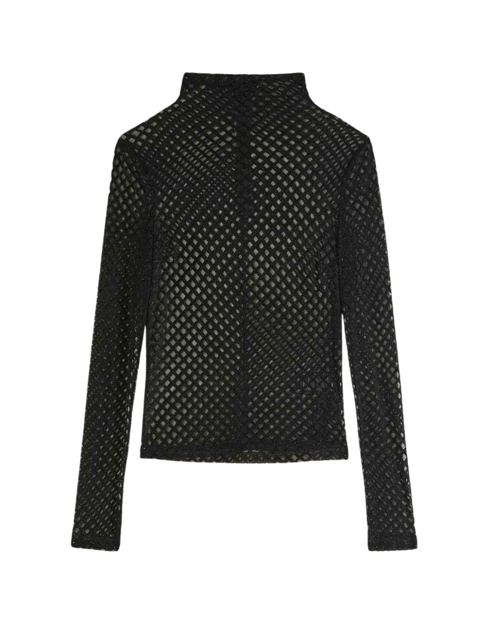 Patrizia Pepe Mesh Turtleneck Zwart