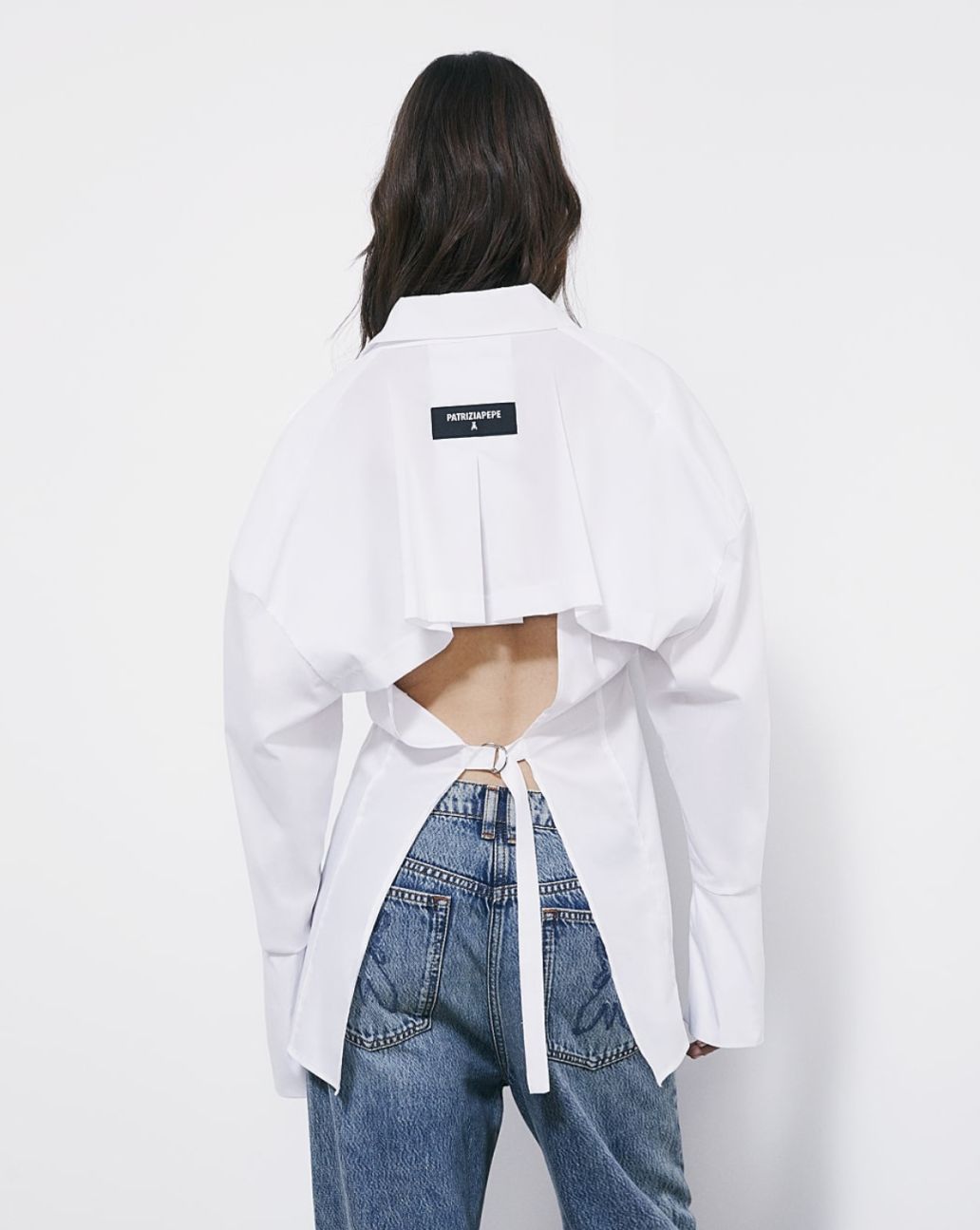 Patrizia Pepe Witte blouse met open rug 