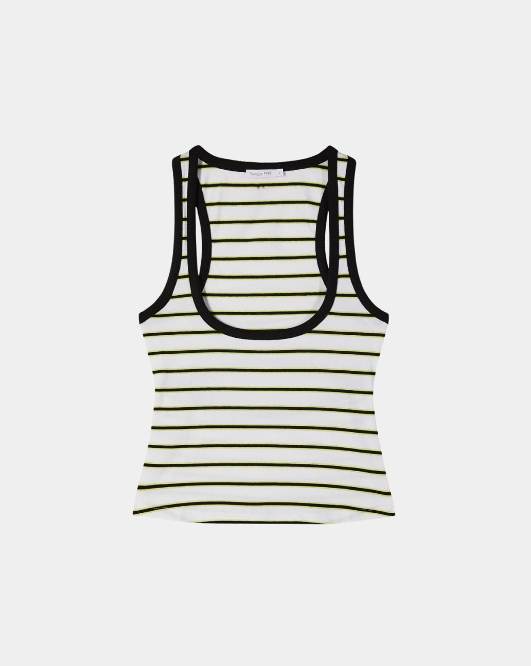 Patrizia Pepe Stretch Cotton Jersey Top Yellow Bla