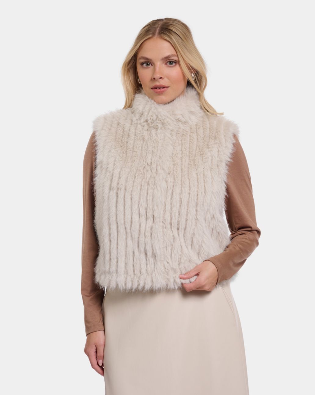Rino&Pelle Dava Waistcoat Birch crème faux fur