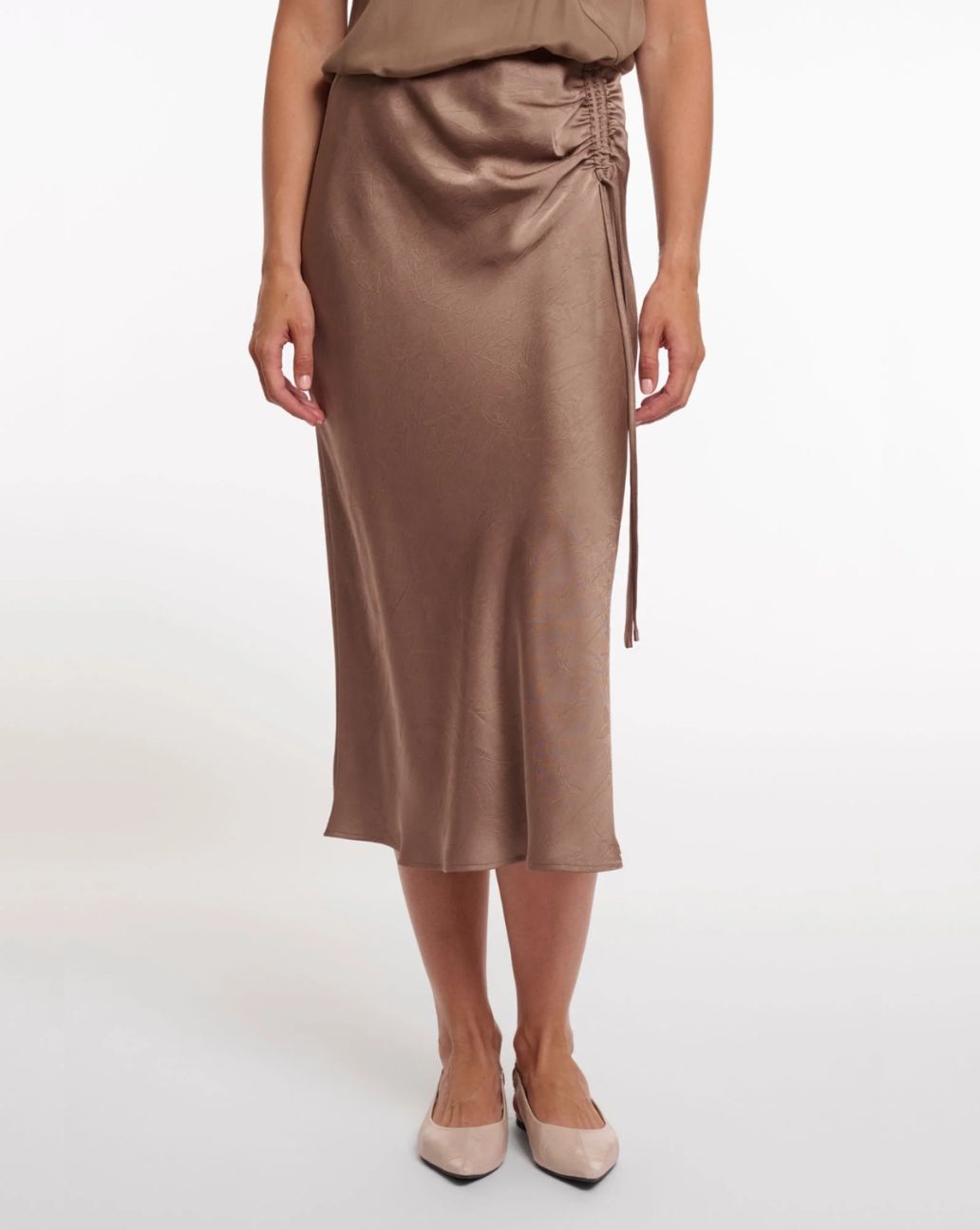 Rino&Pelle Jailey Midi Rok Slate-Bark Bruin