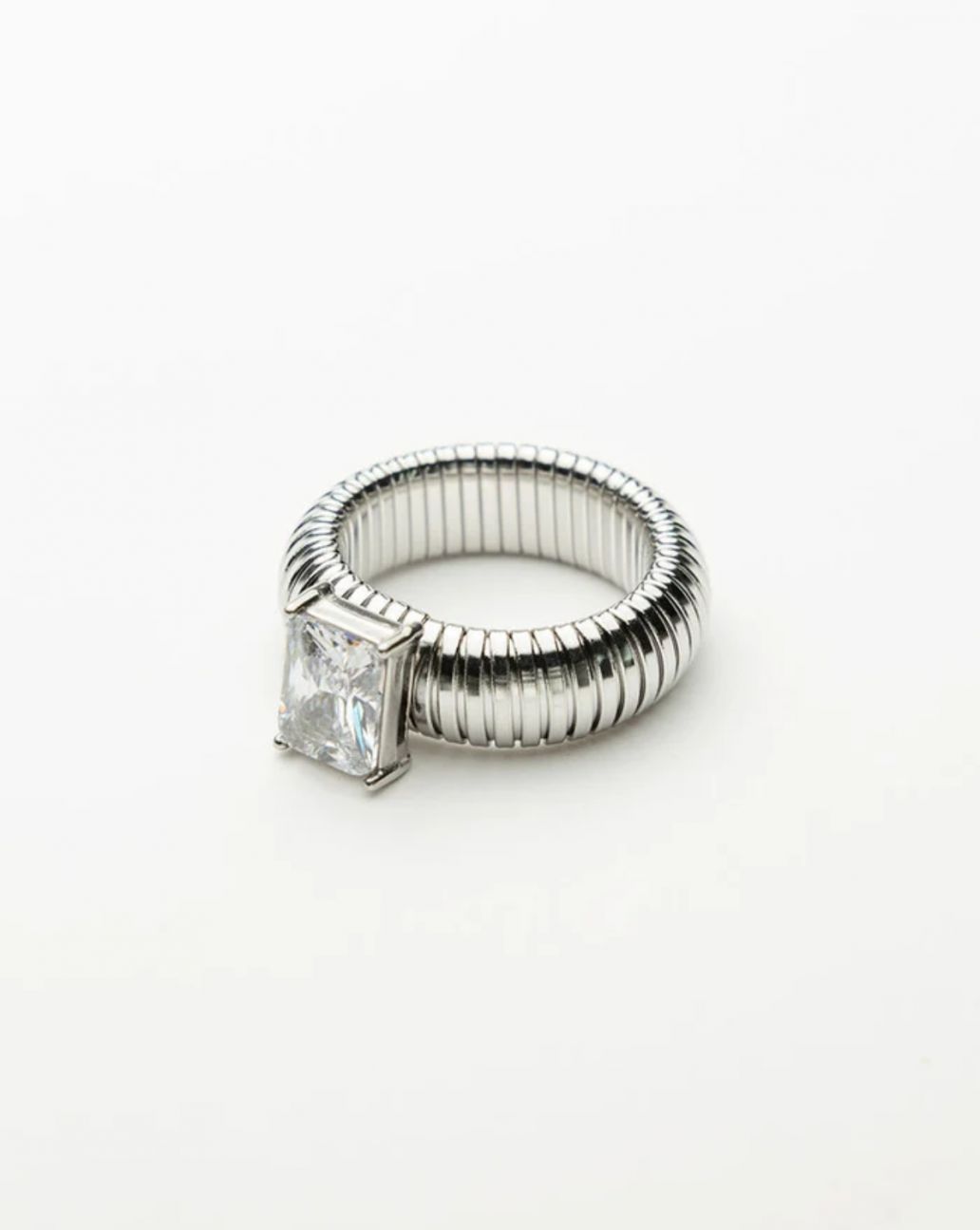 Bow19details Sahara Ring Clear CZ Silver