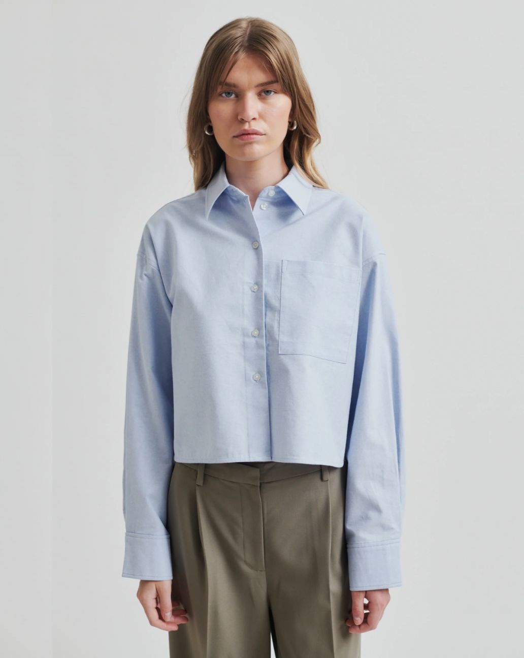 Second Female Baulo Cropped Shirt Blue