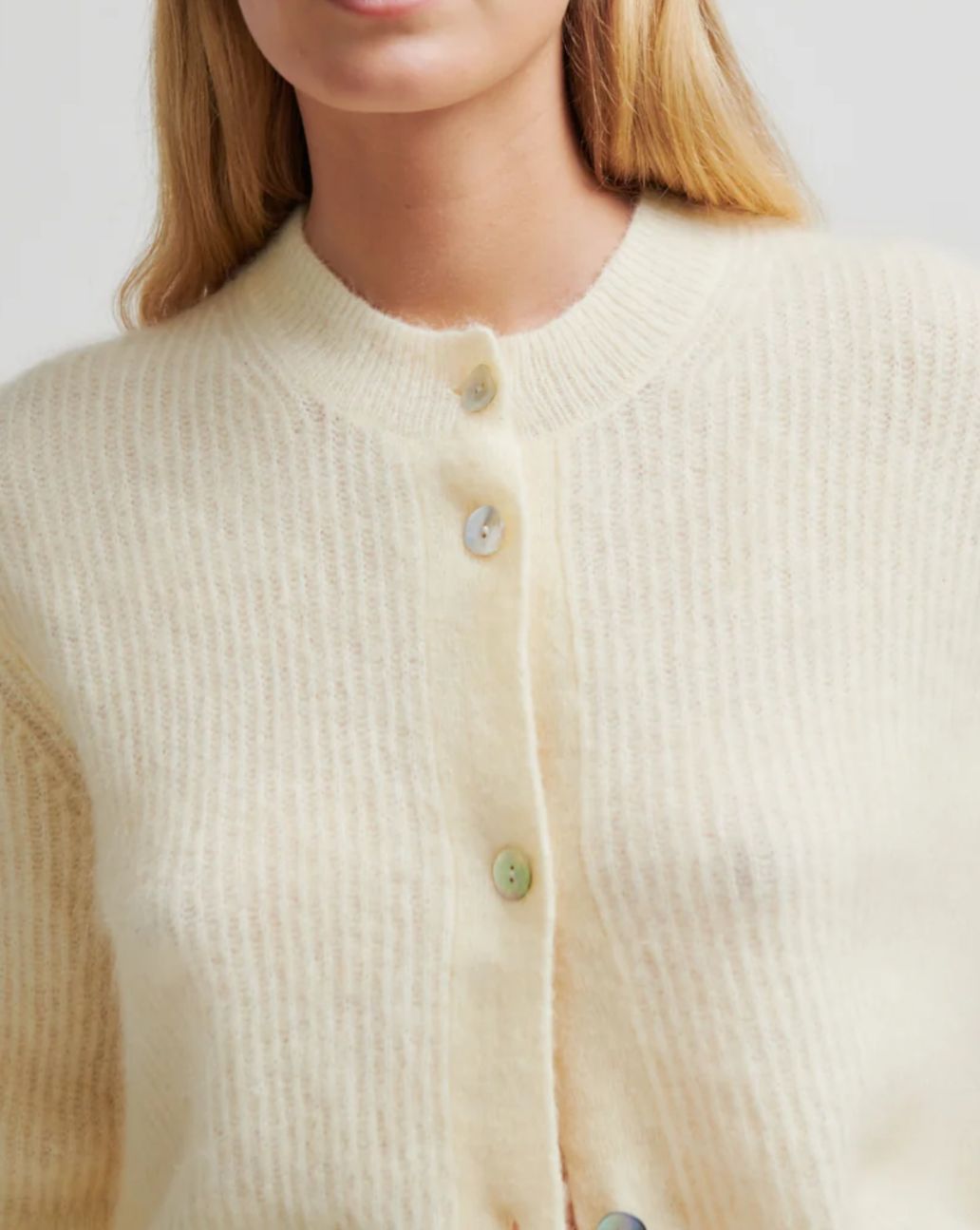 Second Female Andrea Knit Rib Cardigan Ecru