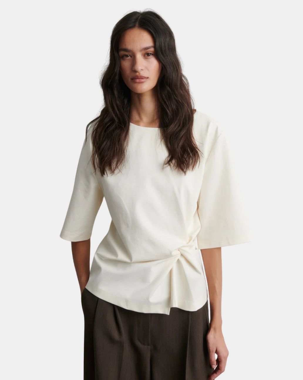 Second Female Arkai Drape Tee Eggnog