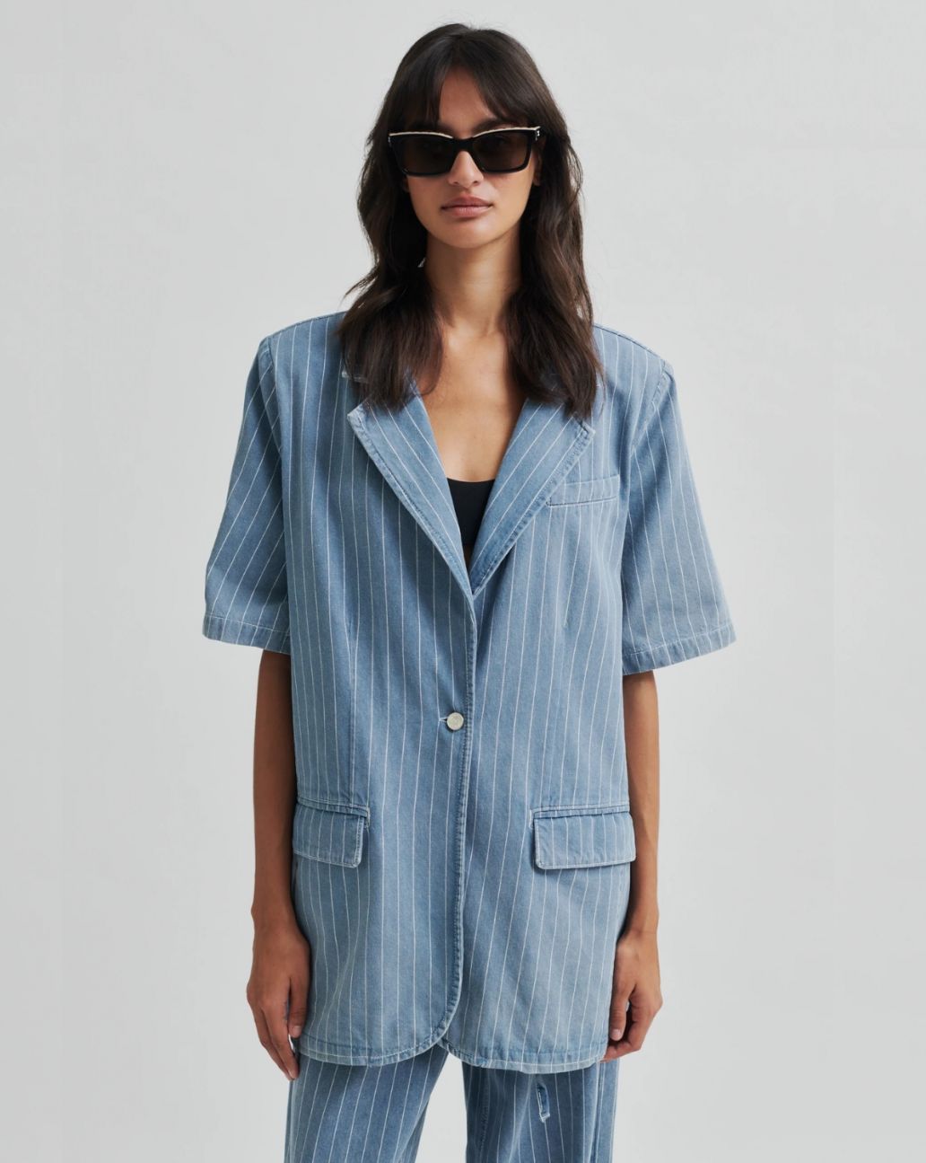 Second Female Layne SS Blazer Light Blue Denim