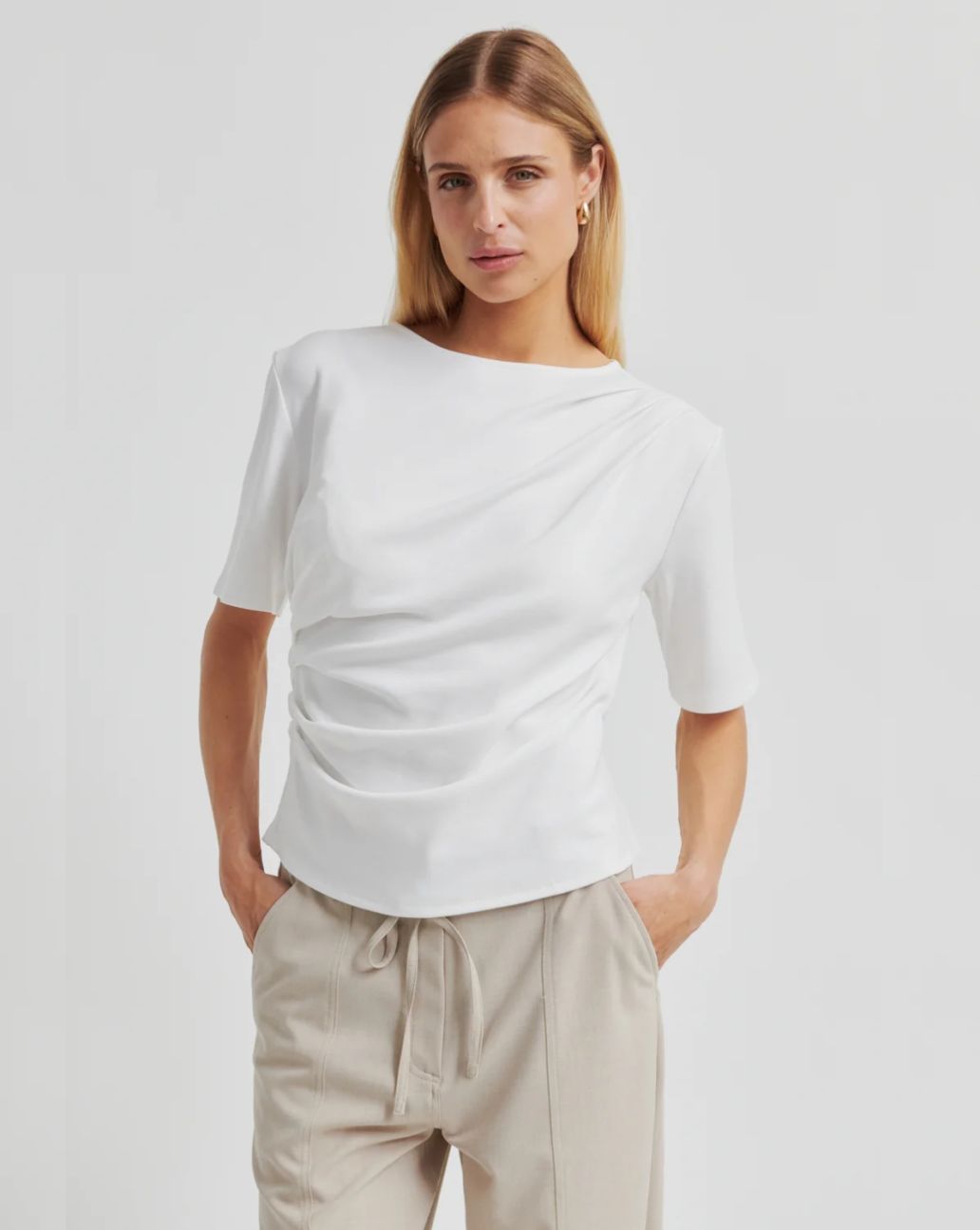 Second Female Ulina Drape Tee Wit