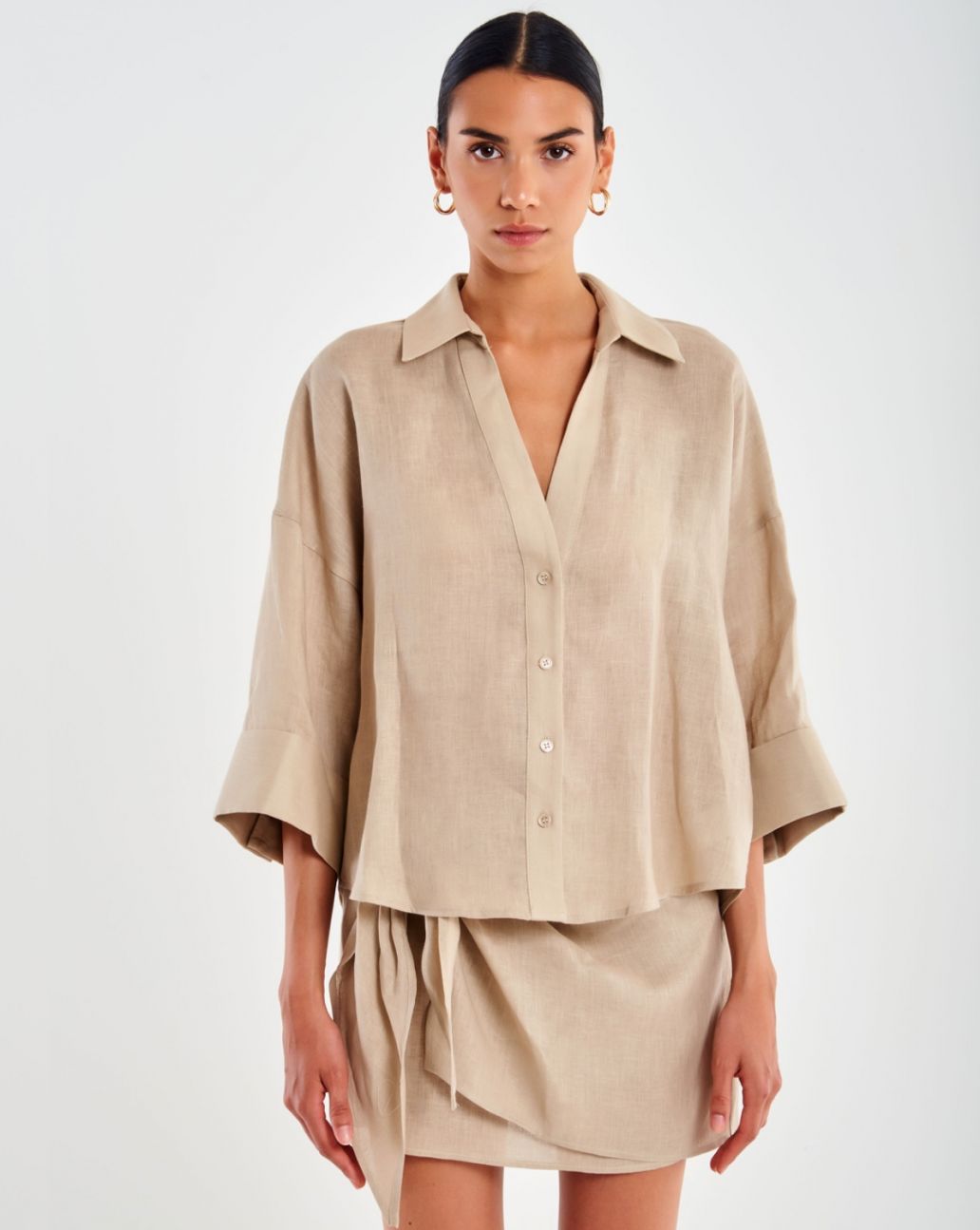 Vicolo Linen Shirt Beige TD1431 