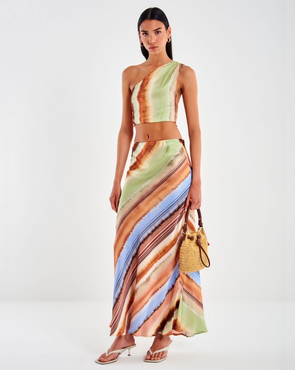 Vicolo Long Patterned Skirt Ivory TD2844 