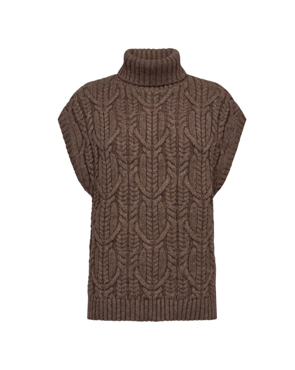 Co'Couture RowCC Oversize Cable Knit Vest Bruin