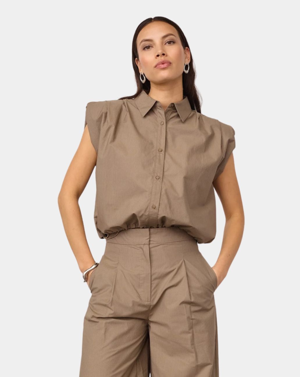 Co'Couture Ophelia Mink taupe blouse
