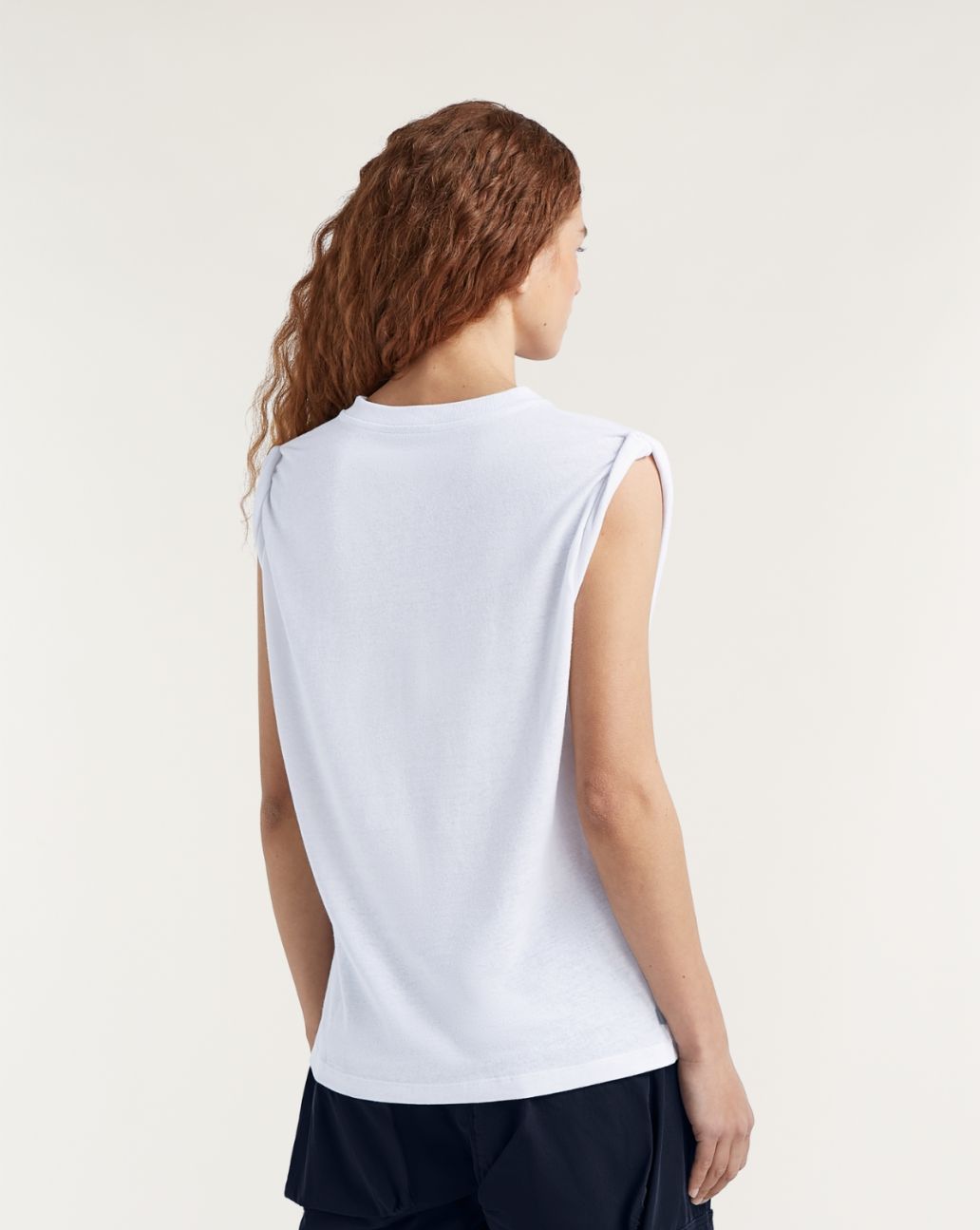 Denham Kura Muscle Tank Cotton Linen White