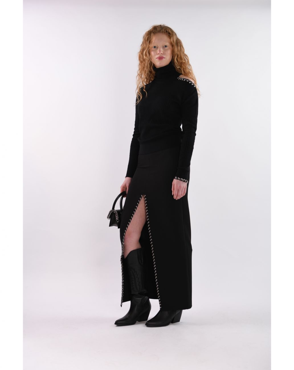 Patrizia Pepe Piercing Cut Out Sweater Black