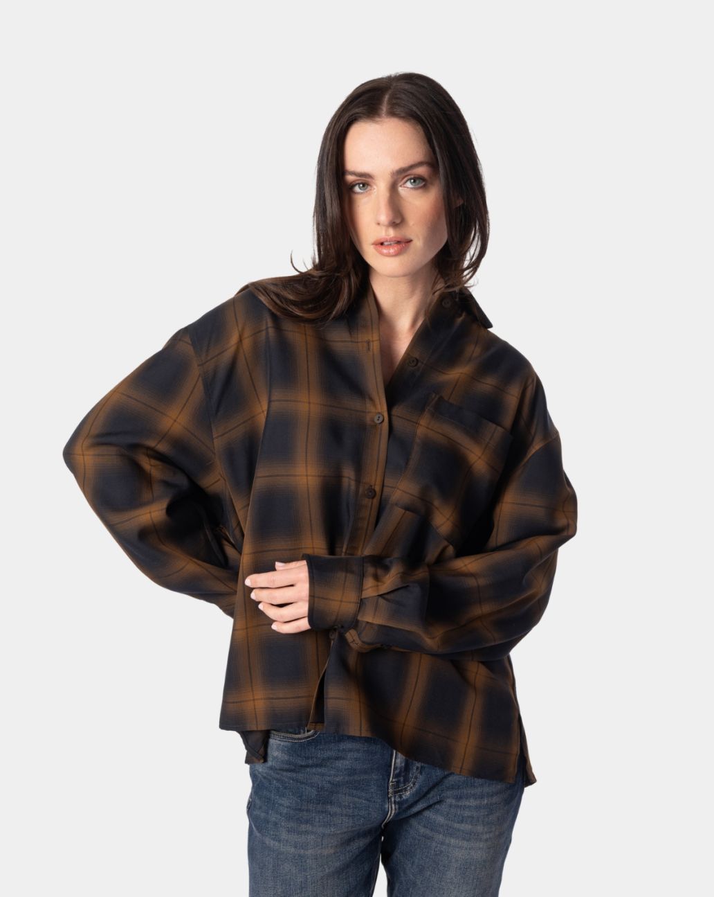 Elias Rumelis Perla Galaxy Rust Check blouse