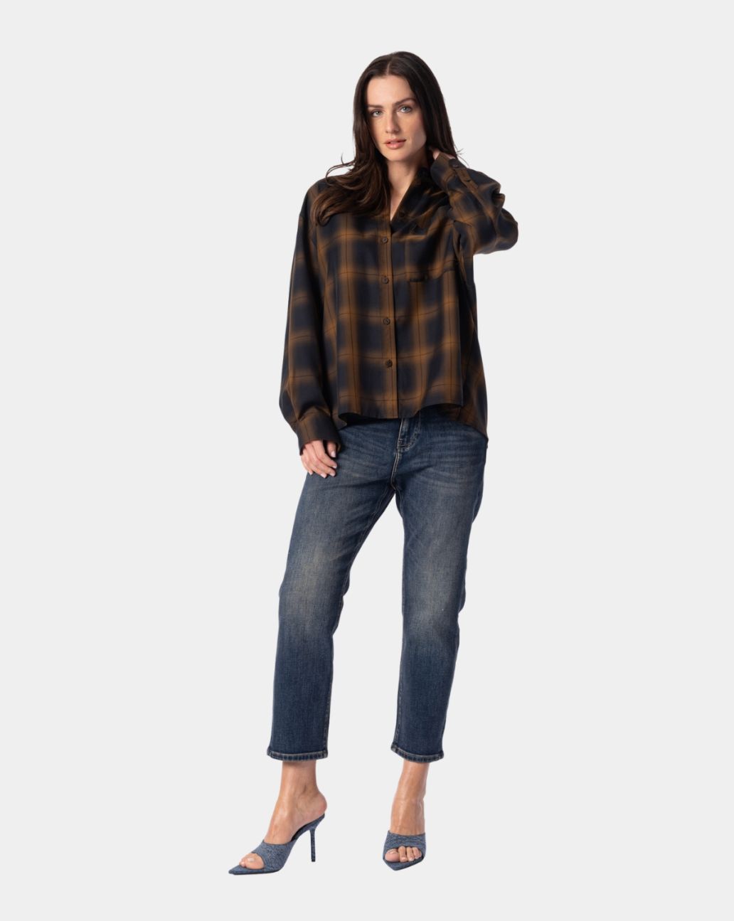 Elias Rumelis Perla Galaxy Rust Check blouse