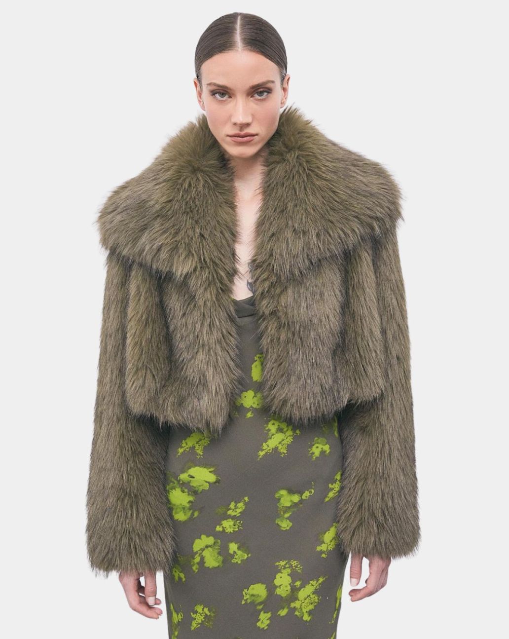 Patrizia Pepe Faux Fur Jas Green