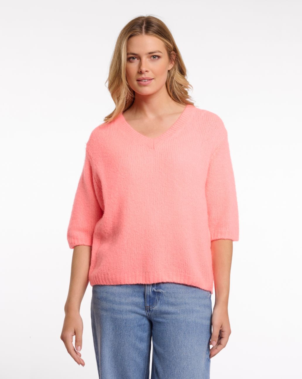 Rino&Pelle Melina V-Neck Pullover Neon Coral