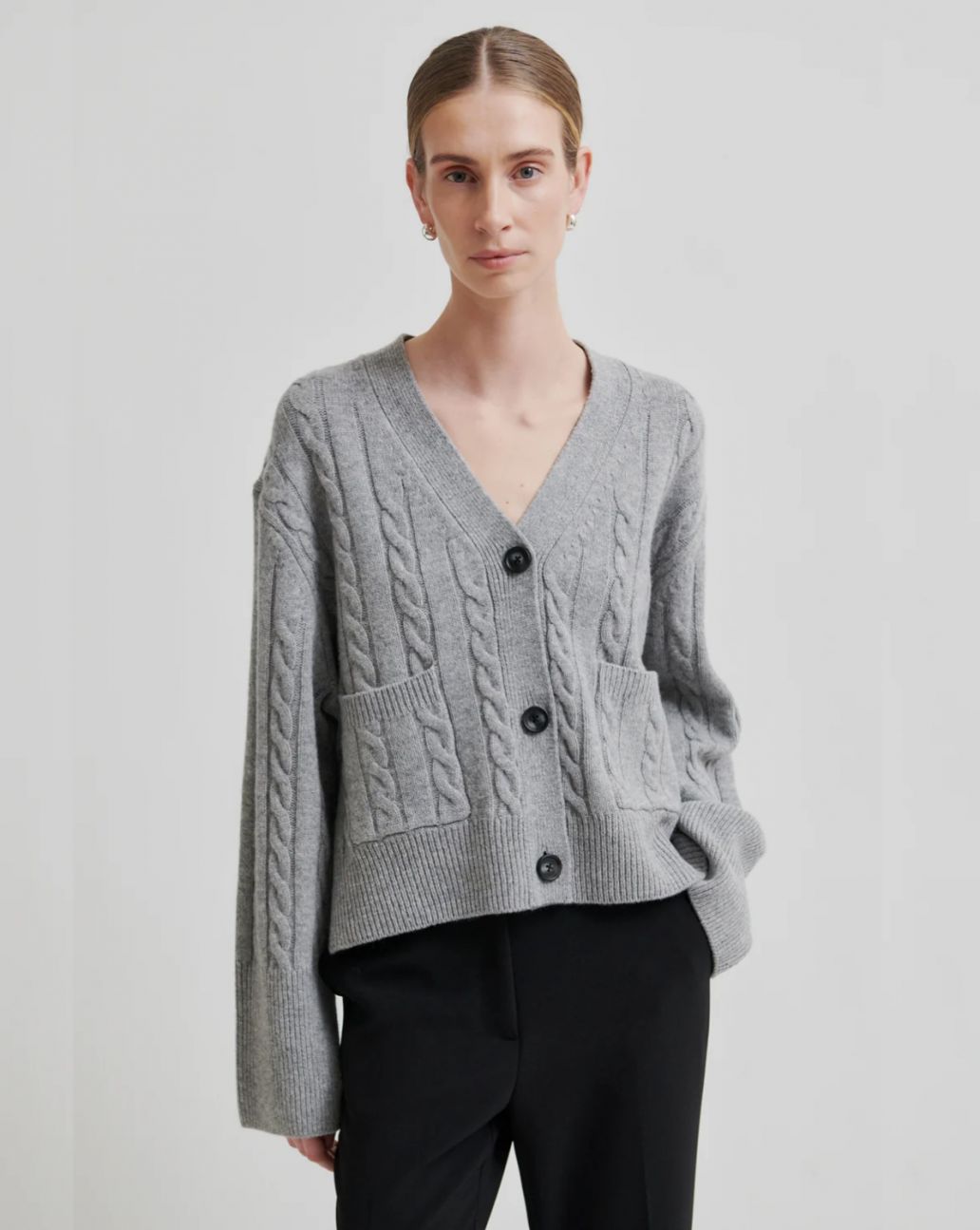 Second Female Alphine Knit Cardigan Grijs