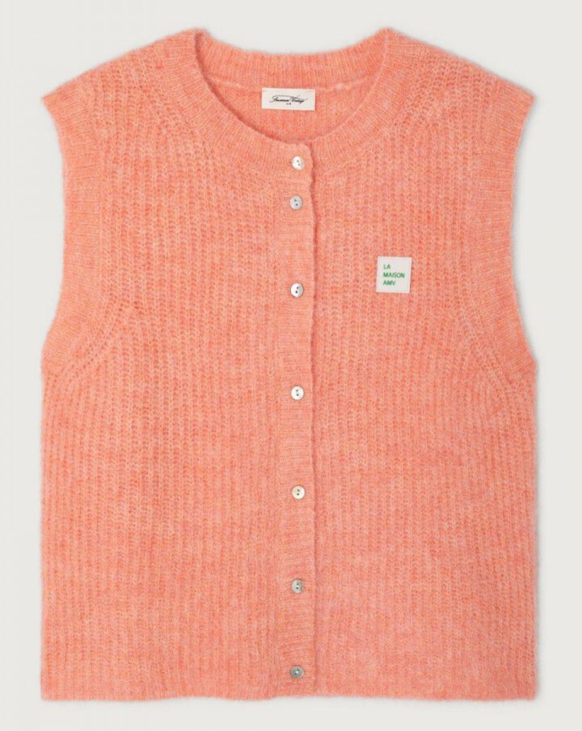 Belle Poque Damesvest met gebogen revers, V-hals, geruit vest met twee zakken, geometrische zoom, effen jas