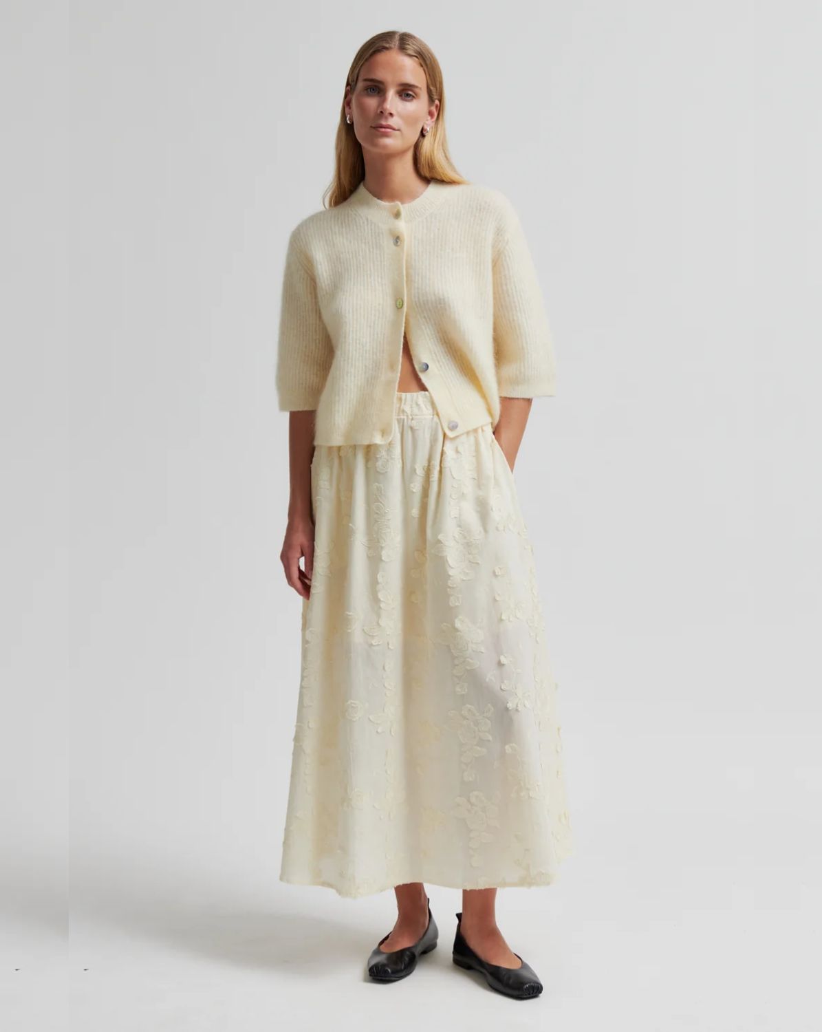 Second Female Andrea Knit Rib Cardigan Ecru online kopen bij LDH