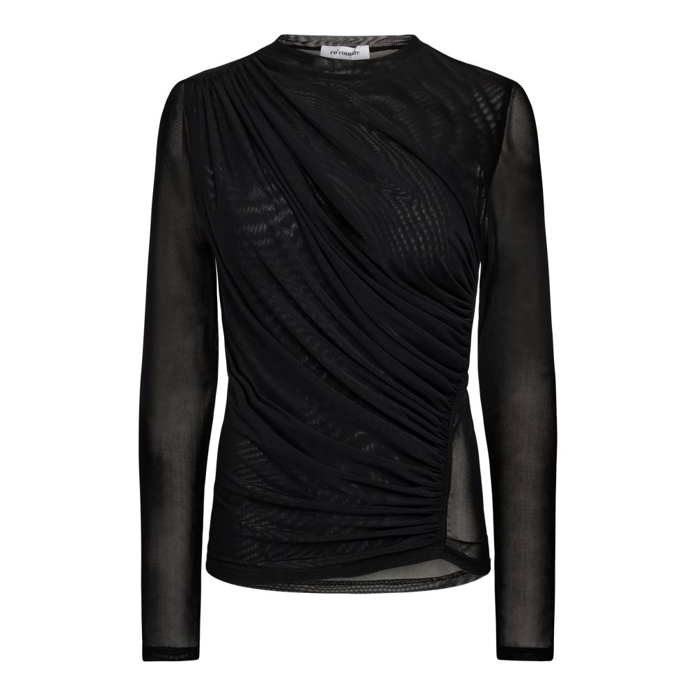 Co'Couture Drapey Mesh Blouse Black